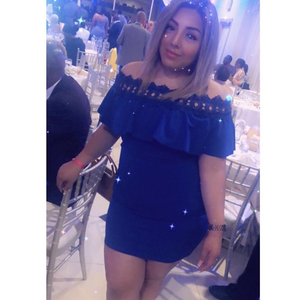 BCX OFF THE SHOULDER ROYAL BLUE DRESS SIZE L